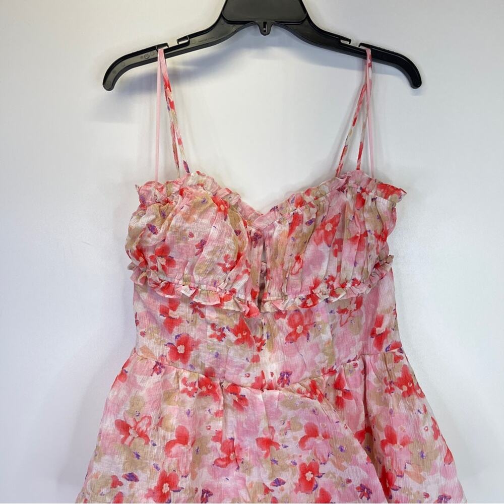 ASTR The Label Vonnessa Pleated Tiered Maxi Dress pink coral multi - XL - Picture 3 of 11